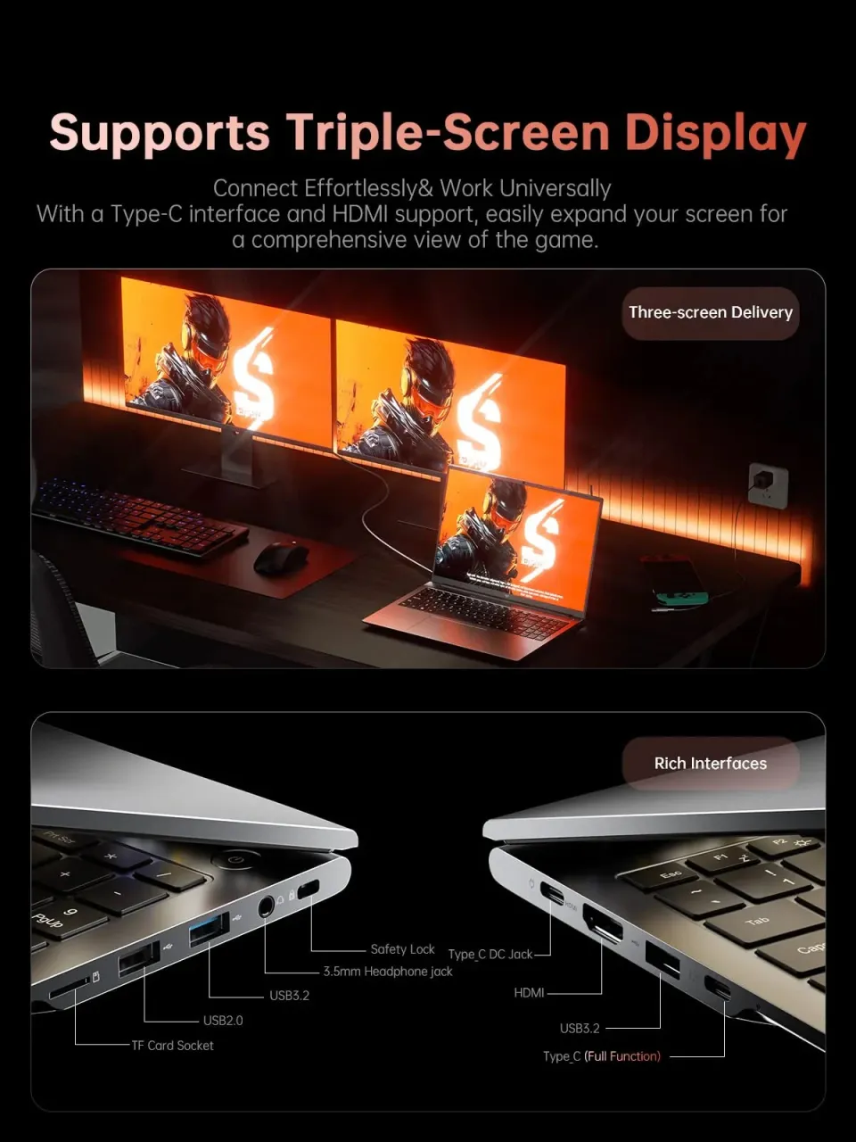 Новый! AceMagic RX16 | Ryzen 7 H255 | 16GB RAM | 512GB SSD | 16″ IPS | Silver — вид 2
