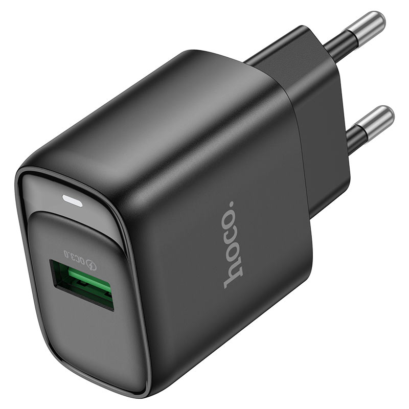 Încărcător Hoco C140A | 18W QC 3.0 | USB-A + cablu USB-C | Negru — vedere 2