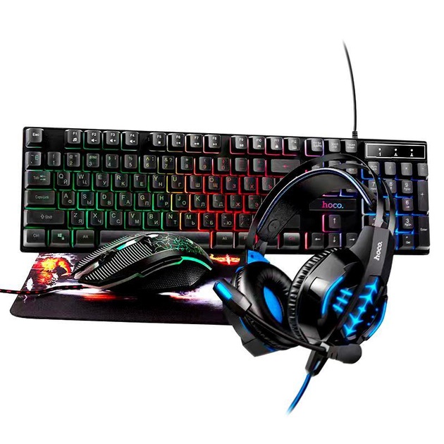 Set gaming Hoco DI54 | 4 în 1 | Tastatură + mouse + căști + mousepad — vedere 1
