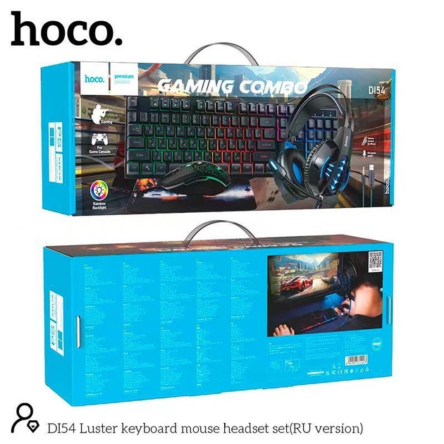 Set gaming Hoco DI54 | 4 în 1 | Tastatură + mouse + căști + mousepad — vedere 2