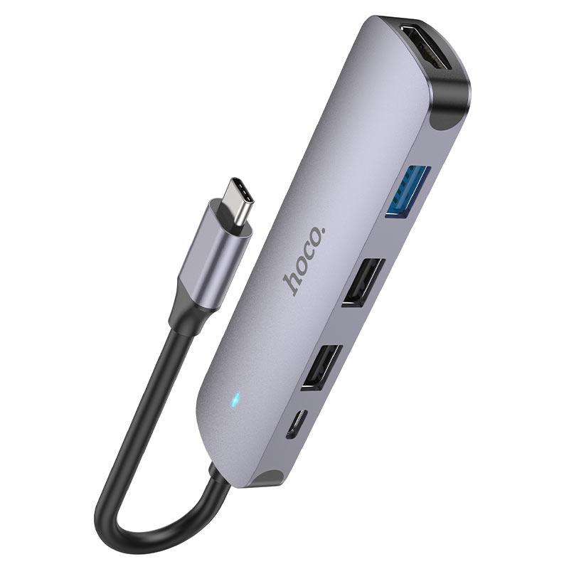 Hub USB-C Hoco HB27 | 5 în 1 | HDMI 4K + USB + PD 100W