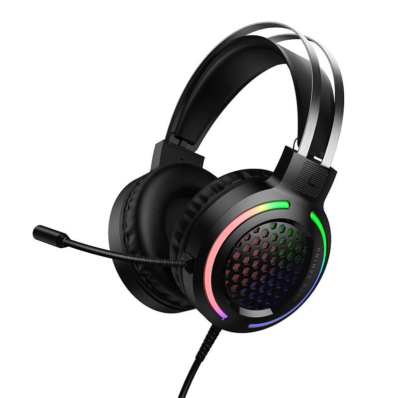 Căști gaming Hoco W117 | RGB | 50 mm | Negru