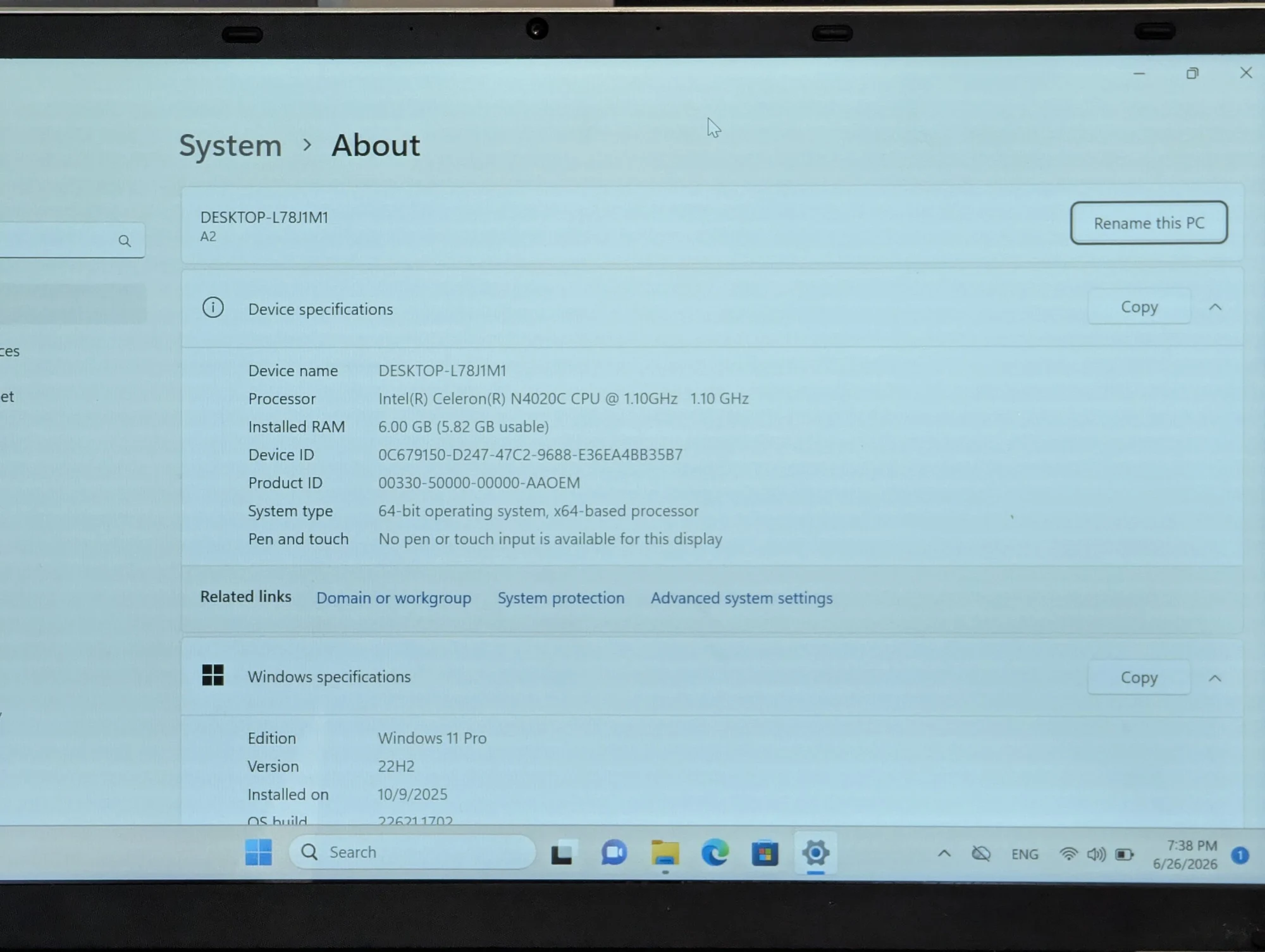 Nou! Aocwei 14.1″ | Intel Celeron N4020C | 6GB RAM | 256GB SSD | Intel UHD 600 | Windows 11 Pro — miniatură 12