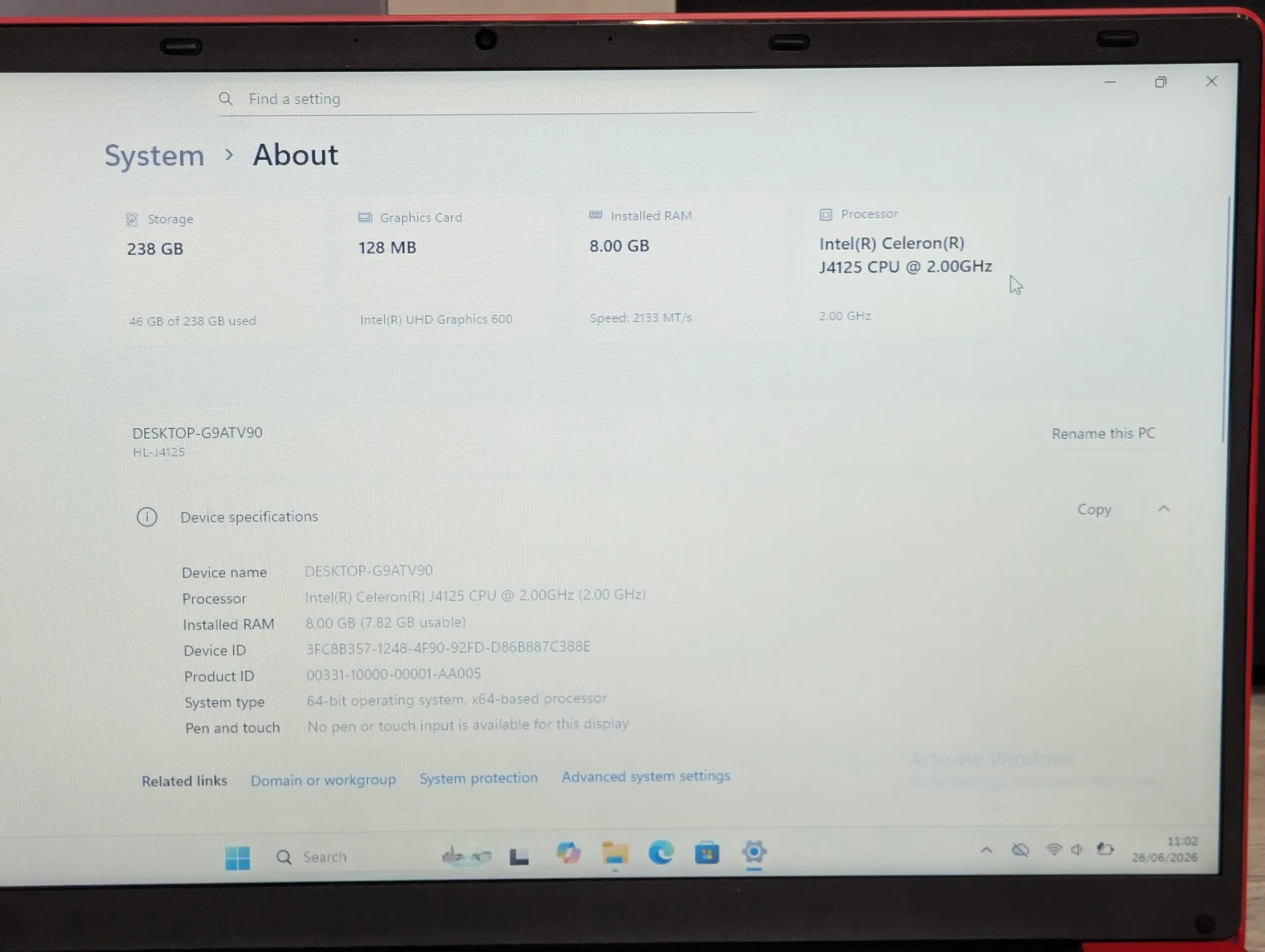 Nou! Laptop 15.6″ Red | Intel Celeron J4125 | 8GB | 256GB SSD | Intel UHD 600 | Windows 11 — miniatură 13