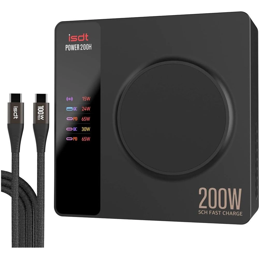 Nou! Încărcător ISDT POWER 200H | 200W | USB-C 100W | Wireless 15W