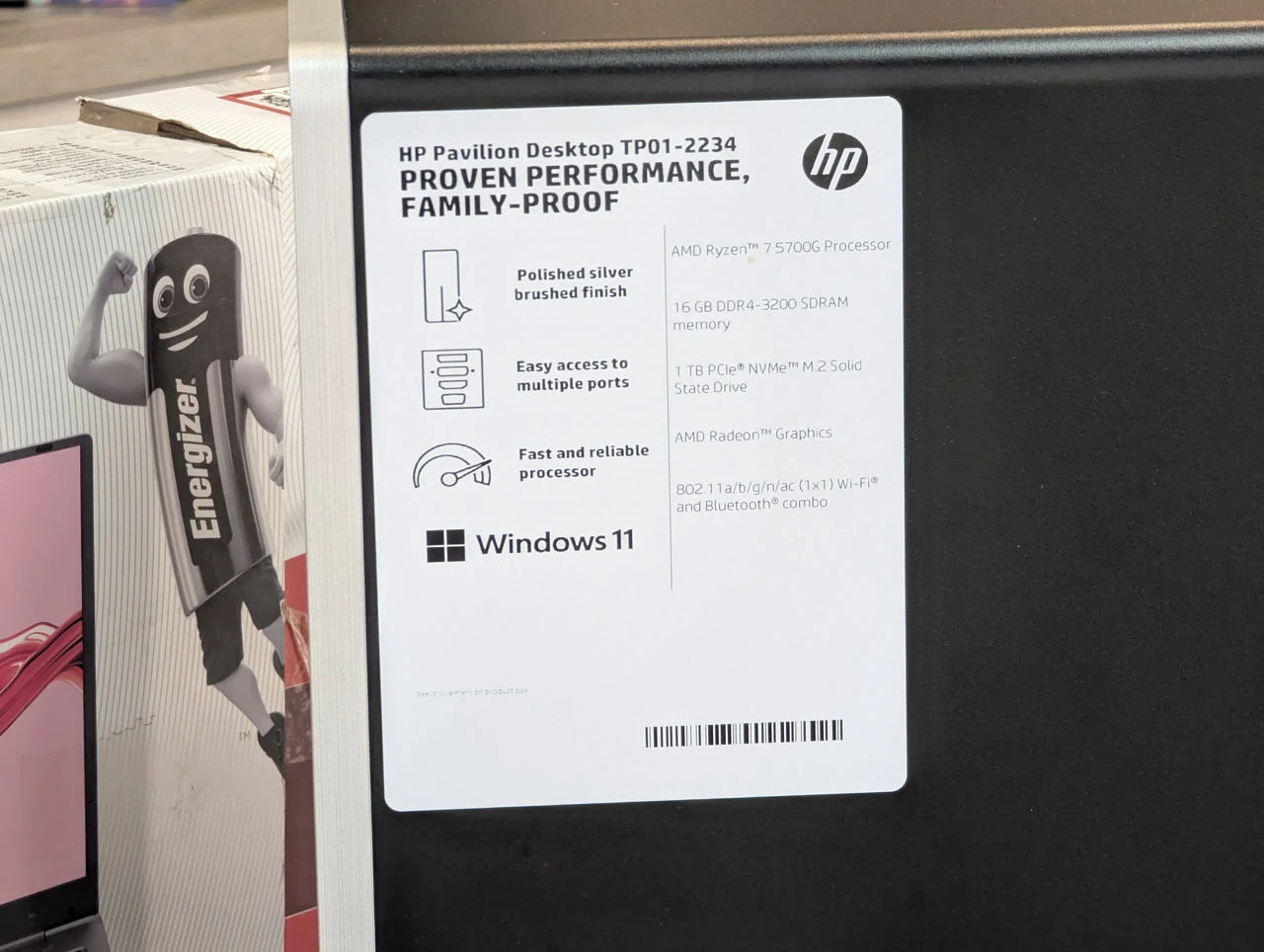 HP Pavilion Desktop TP01-2234 | AMD Ryzen 7 5700G | 16GB RAM | 256GB SSD + 512GB HDD — miniatură 8