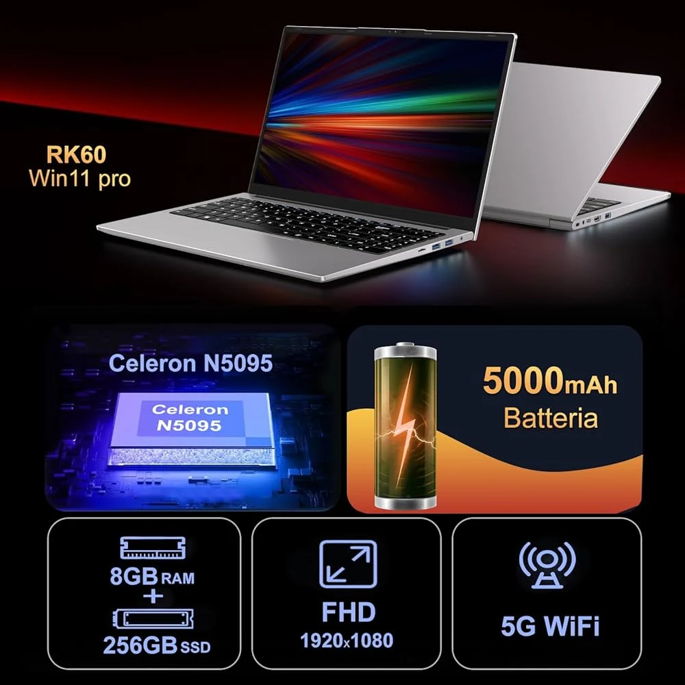 Nou! Ruzava 15.6″ | Intel Celeron N5095 | 8GB | 256GB SSD | Intel UHD Graphics | Windows 11 Pro